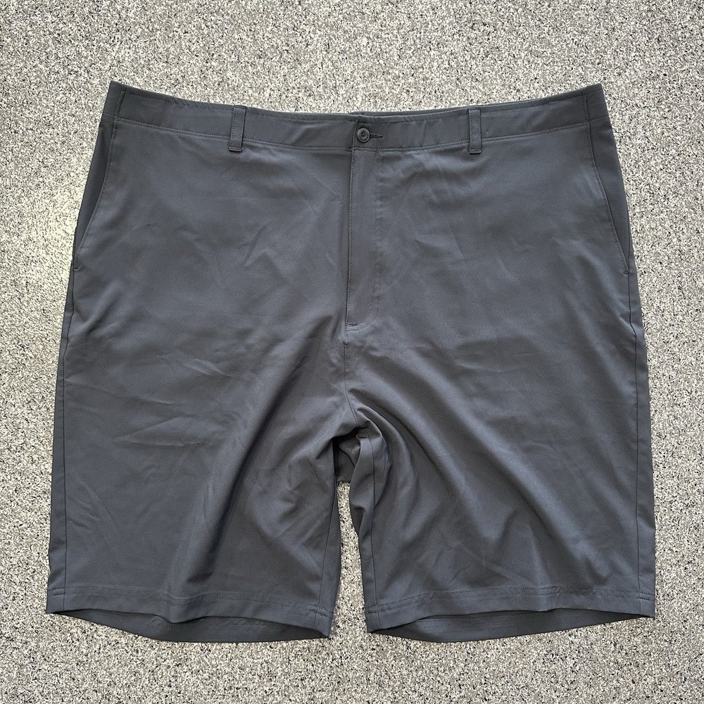 Ben Hogan Shorts Mens 46 Grey Flat Front Golf Casual Chino 10" Stretch